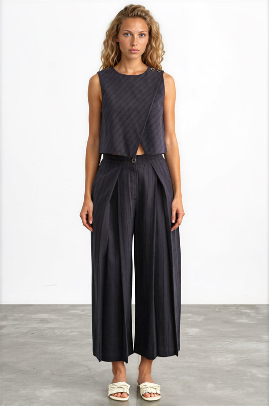 Asym Wood Button Top