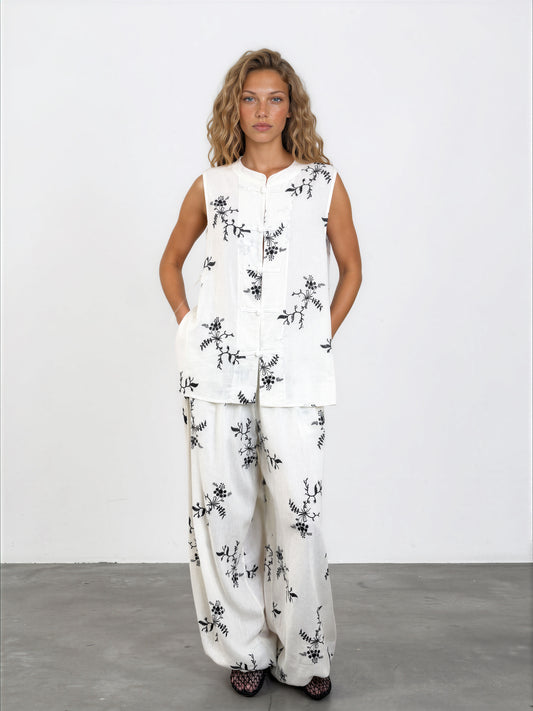 Emb Linen Bubble Pant
