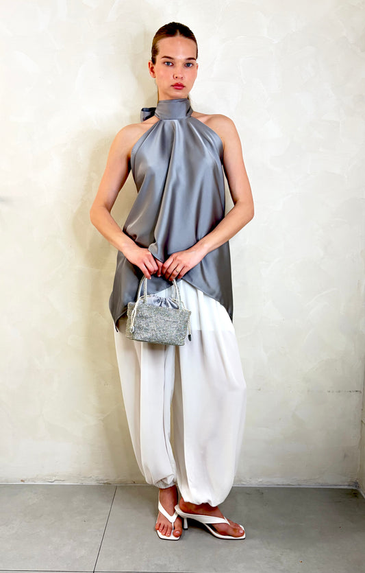 HIgh Neck Satin Top