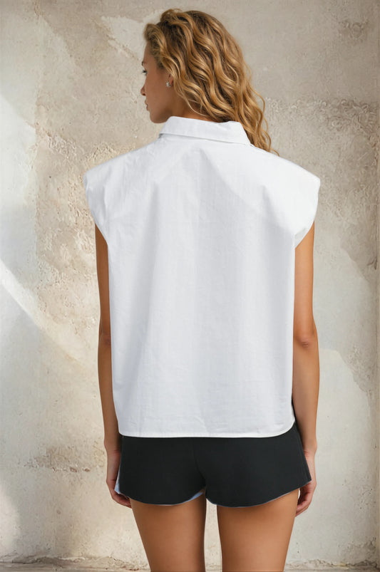 Power Shoulder Sleeveless Shirt