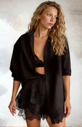 Lace Contrast Button Down Shirt Set