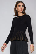 Knit L/s Peplum Top