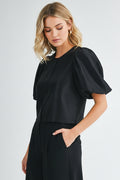 Puff Sleeves Satin Top