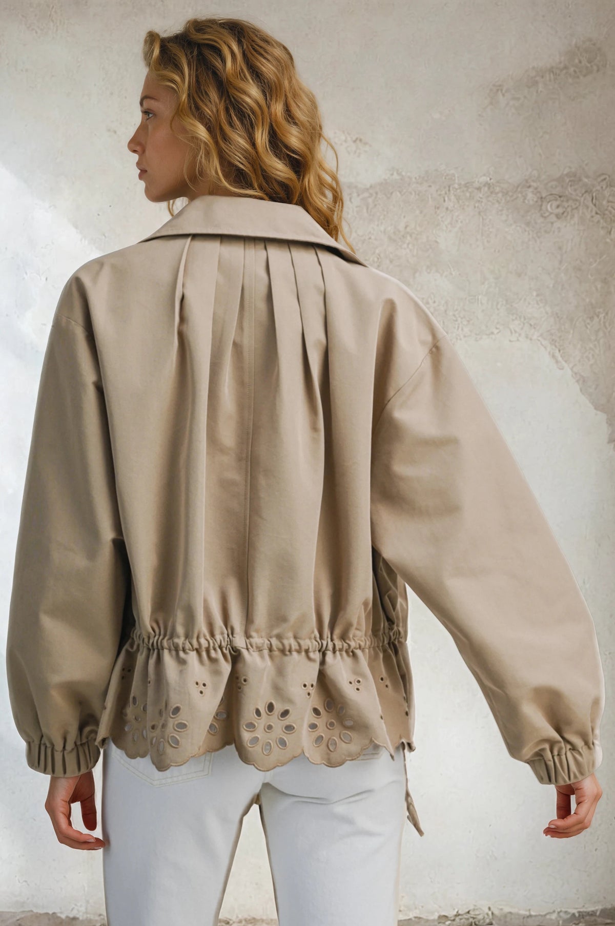 Eyelet Trim Bomber