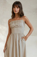 Pleated Poplin Dress