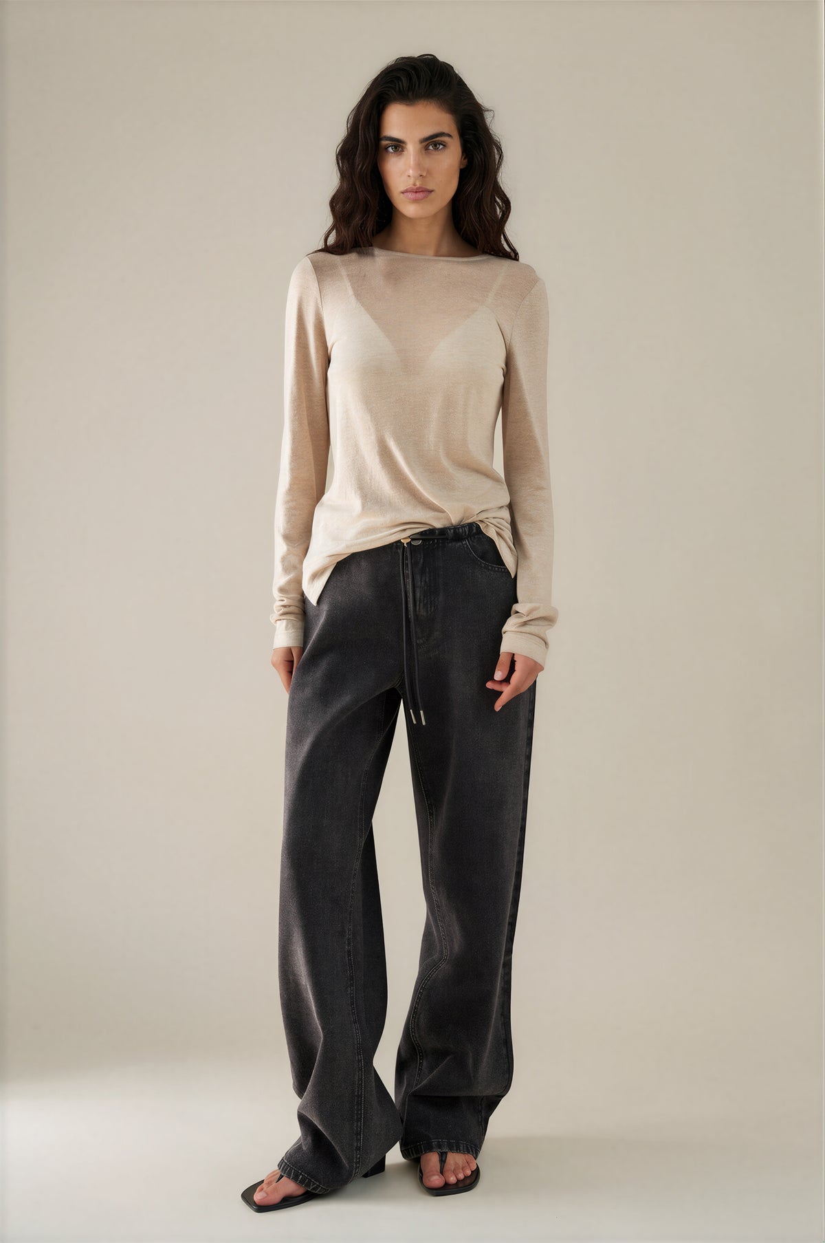 Low rise Wide Leg W/Drawstring