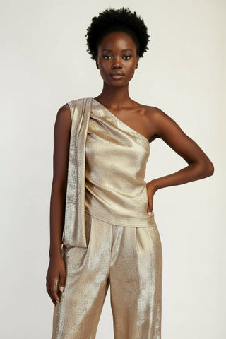 Metallic Tie Neck Top