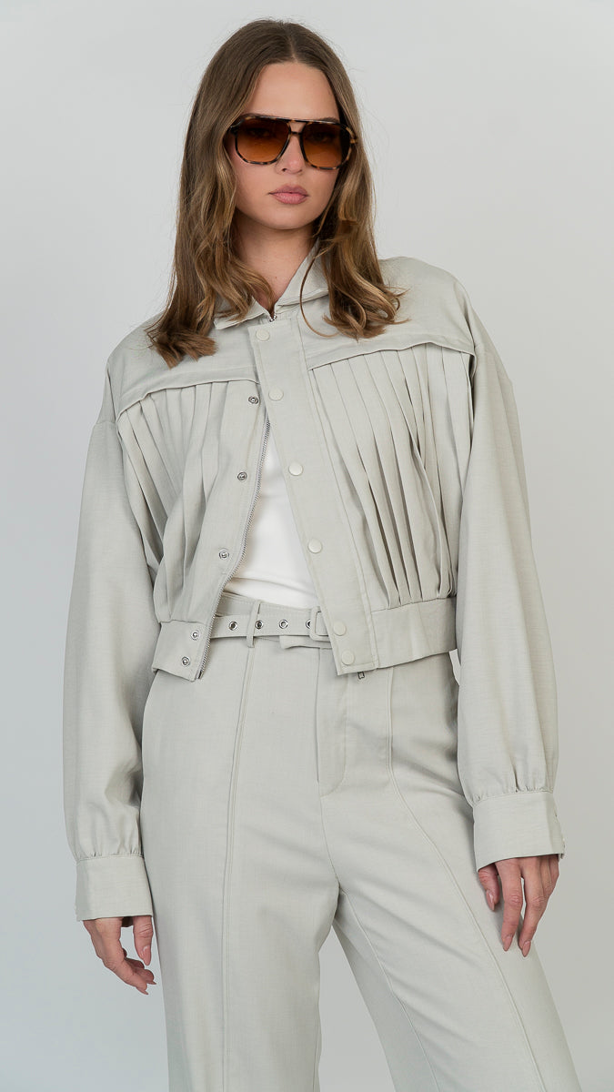 Pleated Bomber Jacket