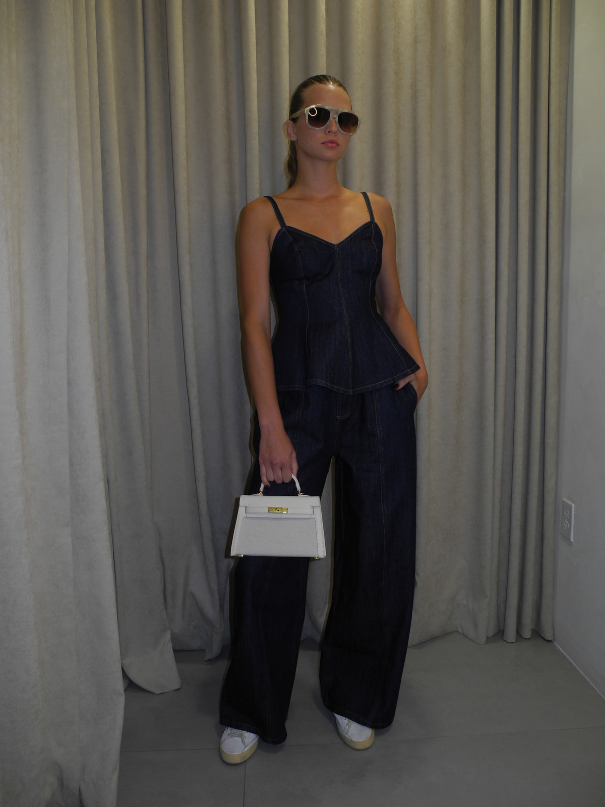 Denim Peplum Top