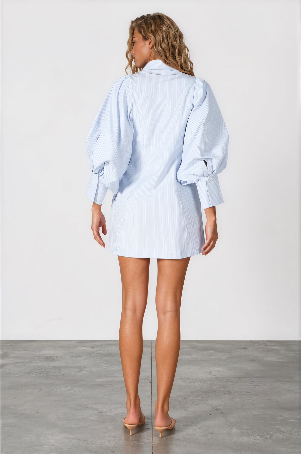 Bubble Sleeve Mini Shirt Dress