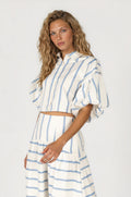 Bubble Sleeve Crop Blouse