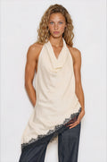 Halter Satin Lace Trim Tunic