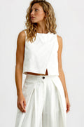 Asym Wood Button Top