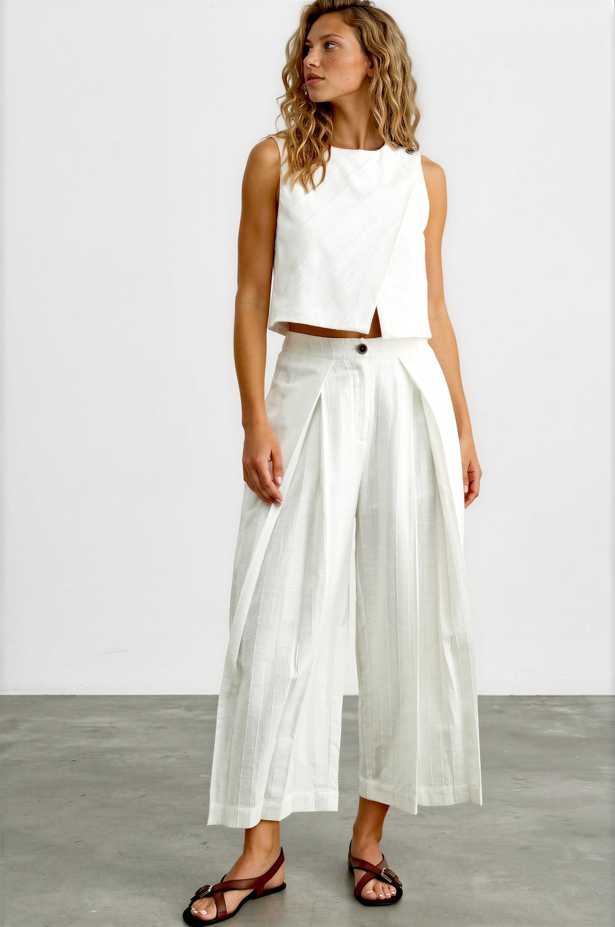 Asym Wood Button Top