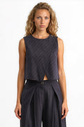 Asym Wood Button Top