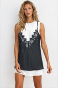 Layered Lace Contrast Dress