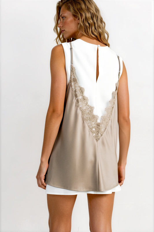 Layered Lace Contrast Dress