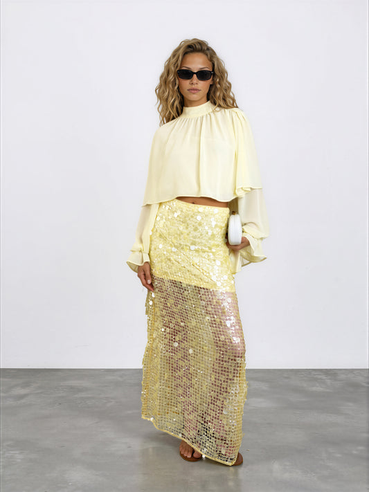 Sequin Mesh Maxi Skirt