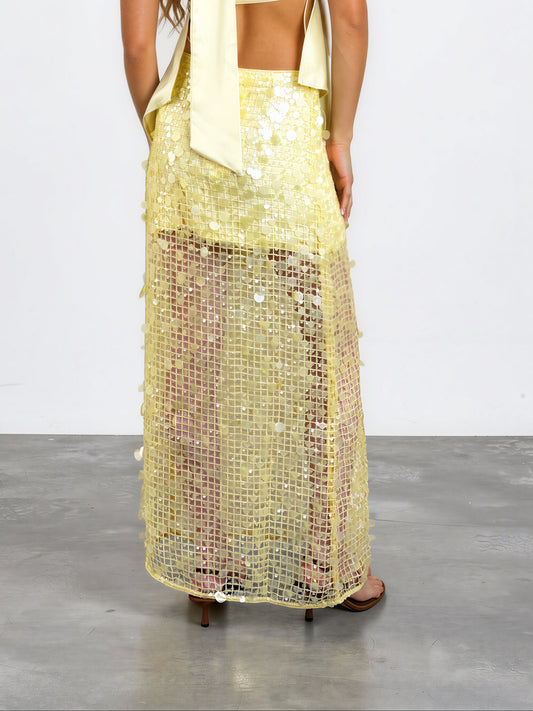Sequin Mesh Maxi Skirt
