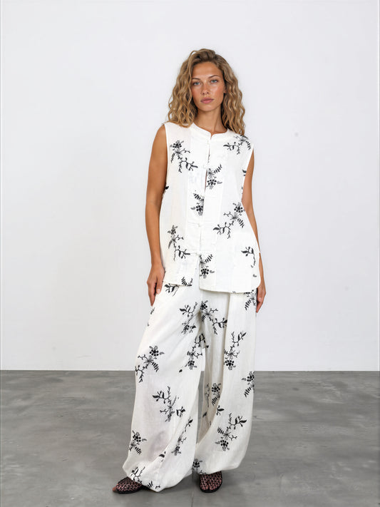 Emb Linen Bubble Pant