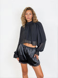 Lace Trim Satin Short