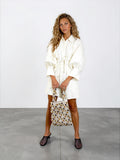 Bubble Sleeve Mini Shirt Dress