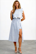 Pin Stripe Midi Skirt Set