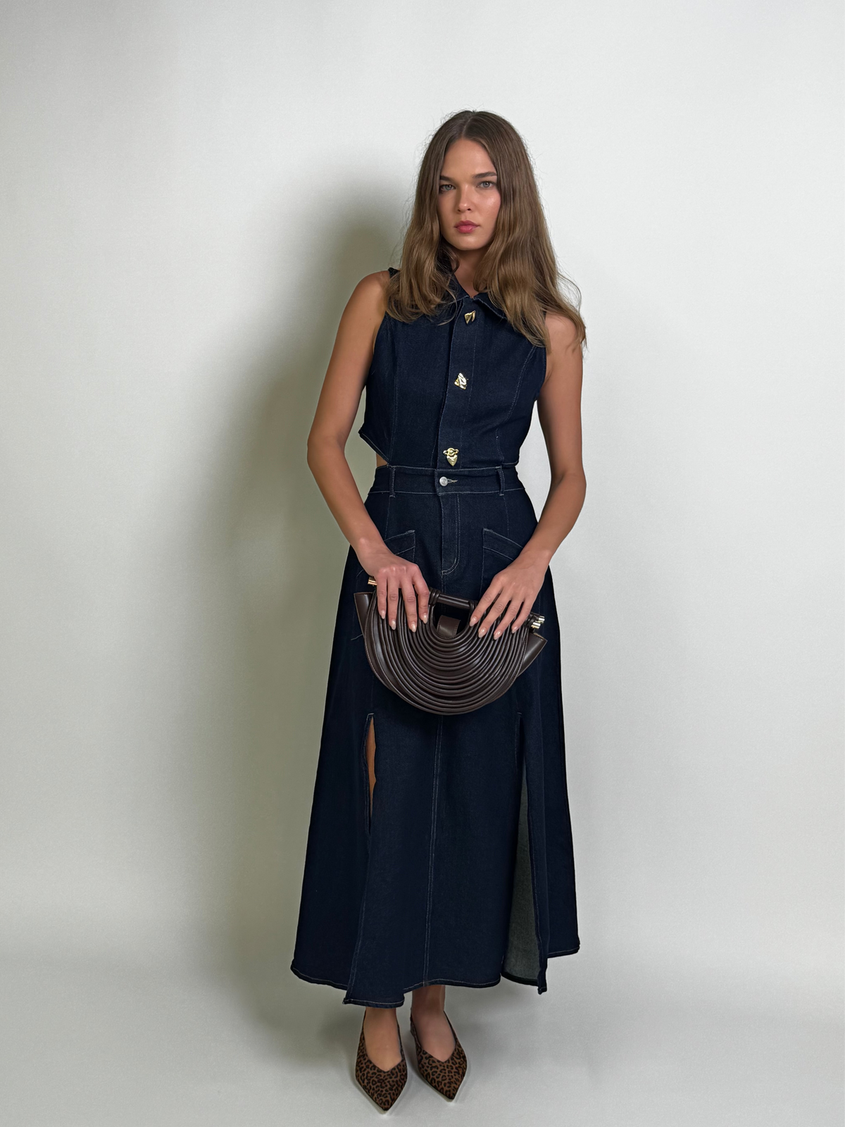 Multi Button Denim Dress