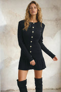 Lurex Knit Button Mini Dress
