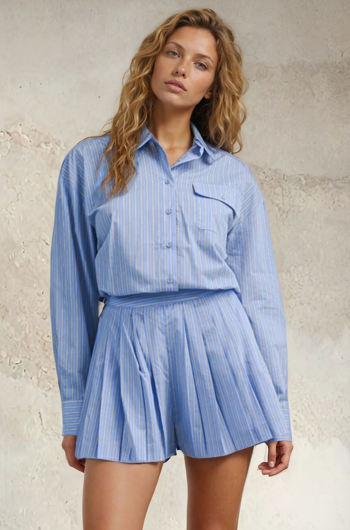 The Stripe Pleated Skort