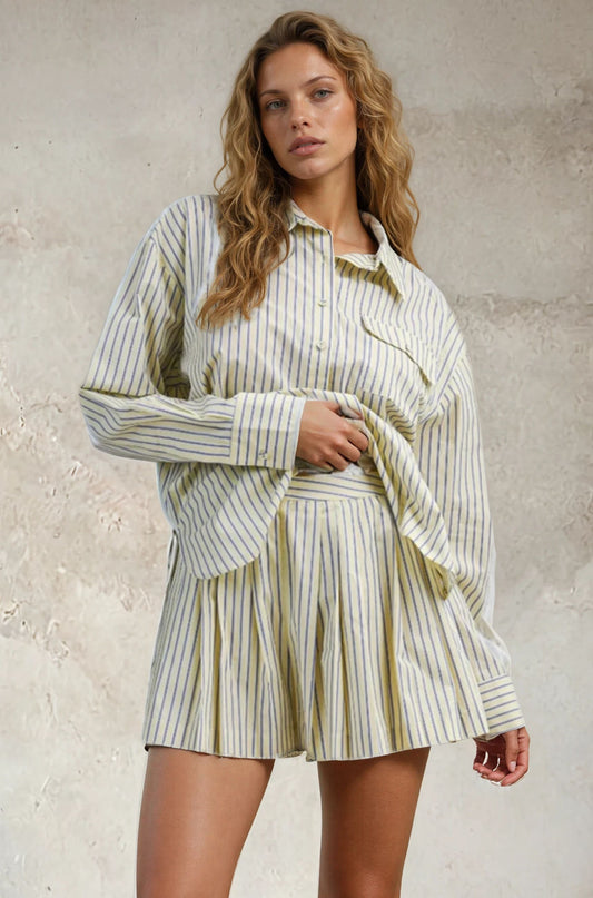 The Stripe Pleated Skort