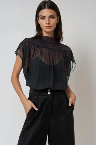 Cinched Sheer Blouse