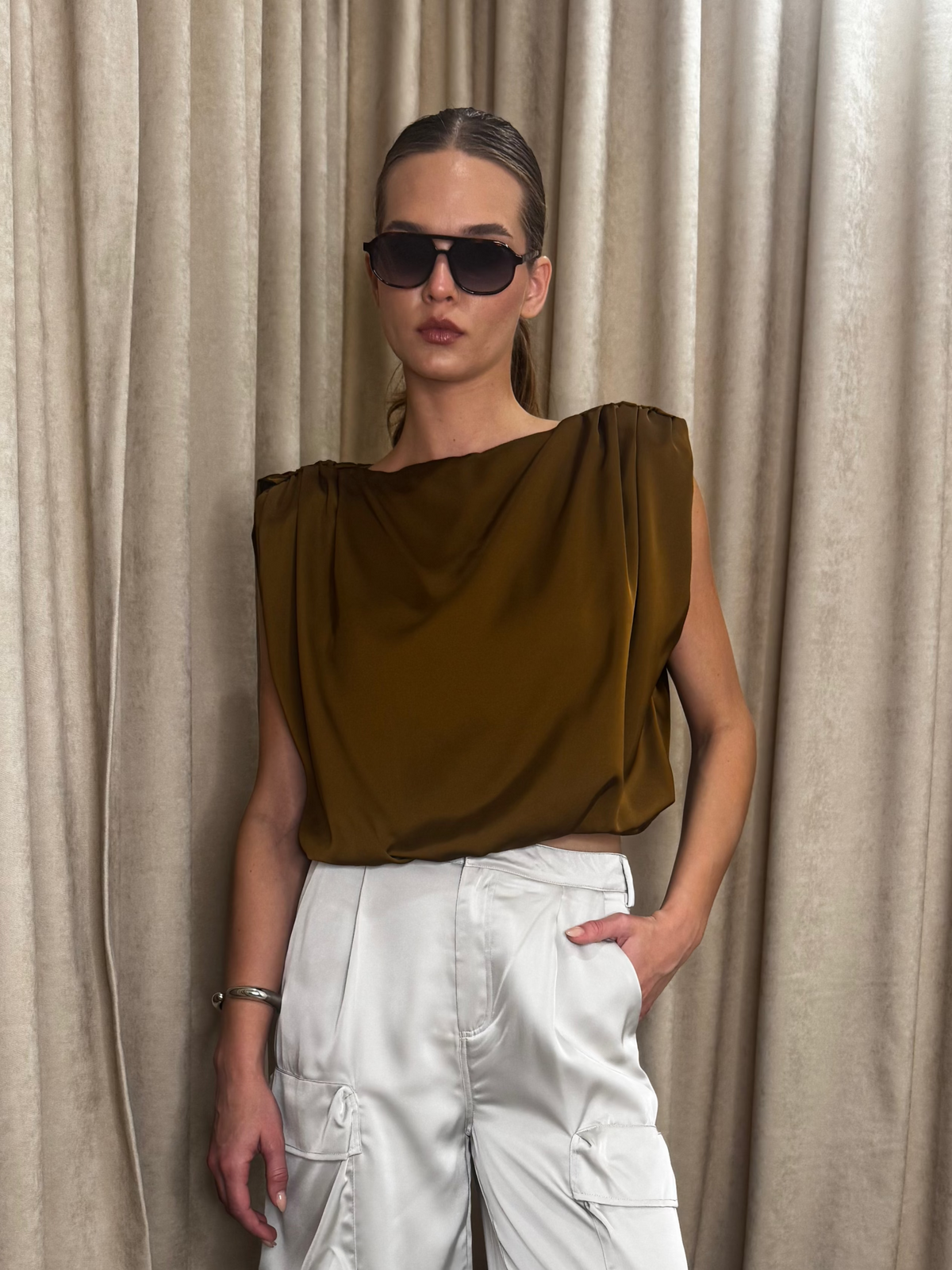 Padded Satin Top