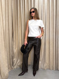 Straight Leg Faux Leather Pant