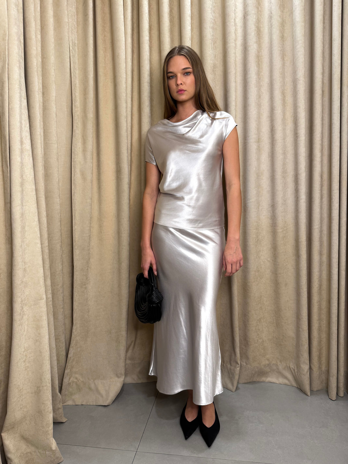 Silk Midi Skirt