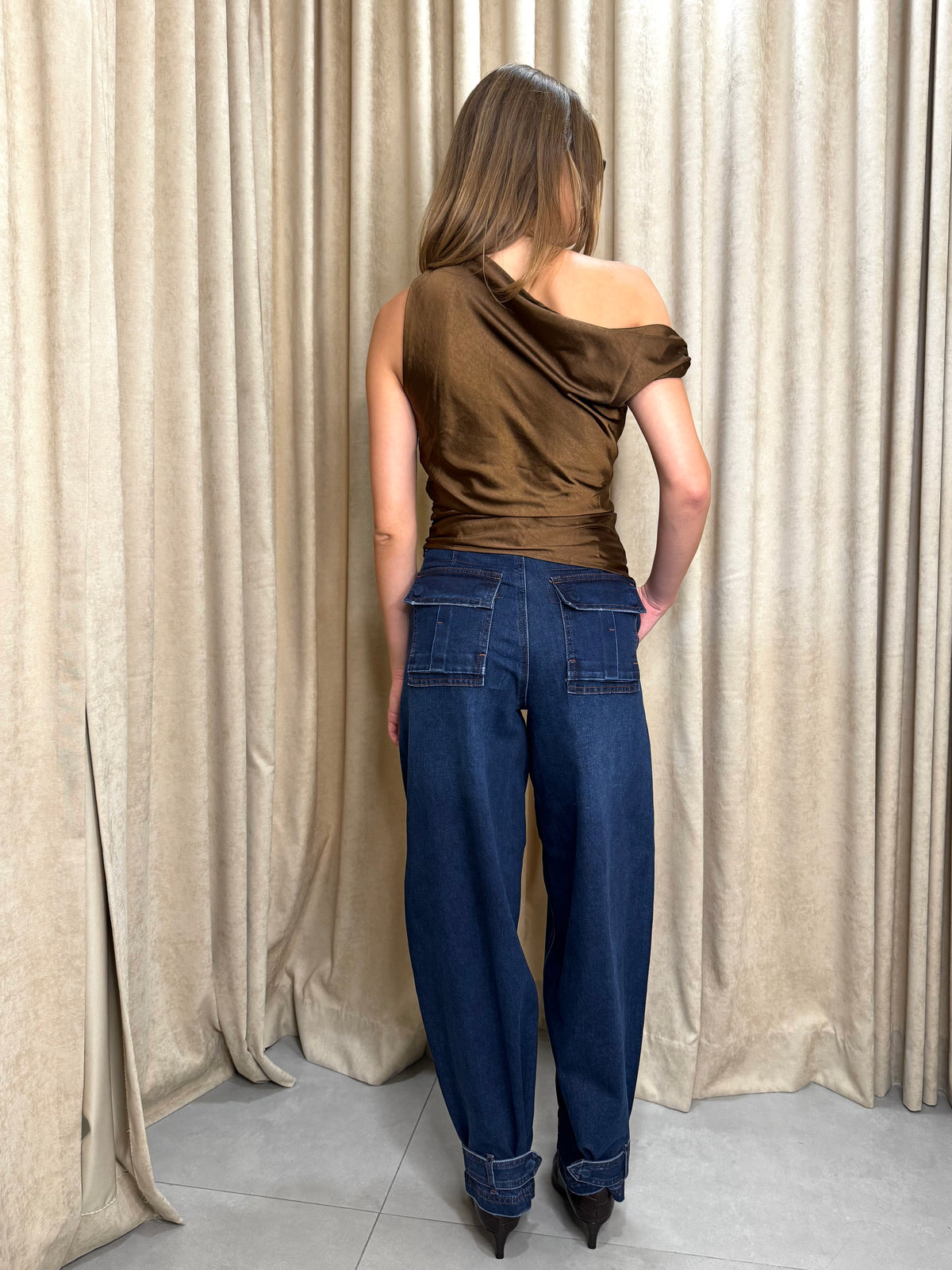 Banded Hem Balloon Jean