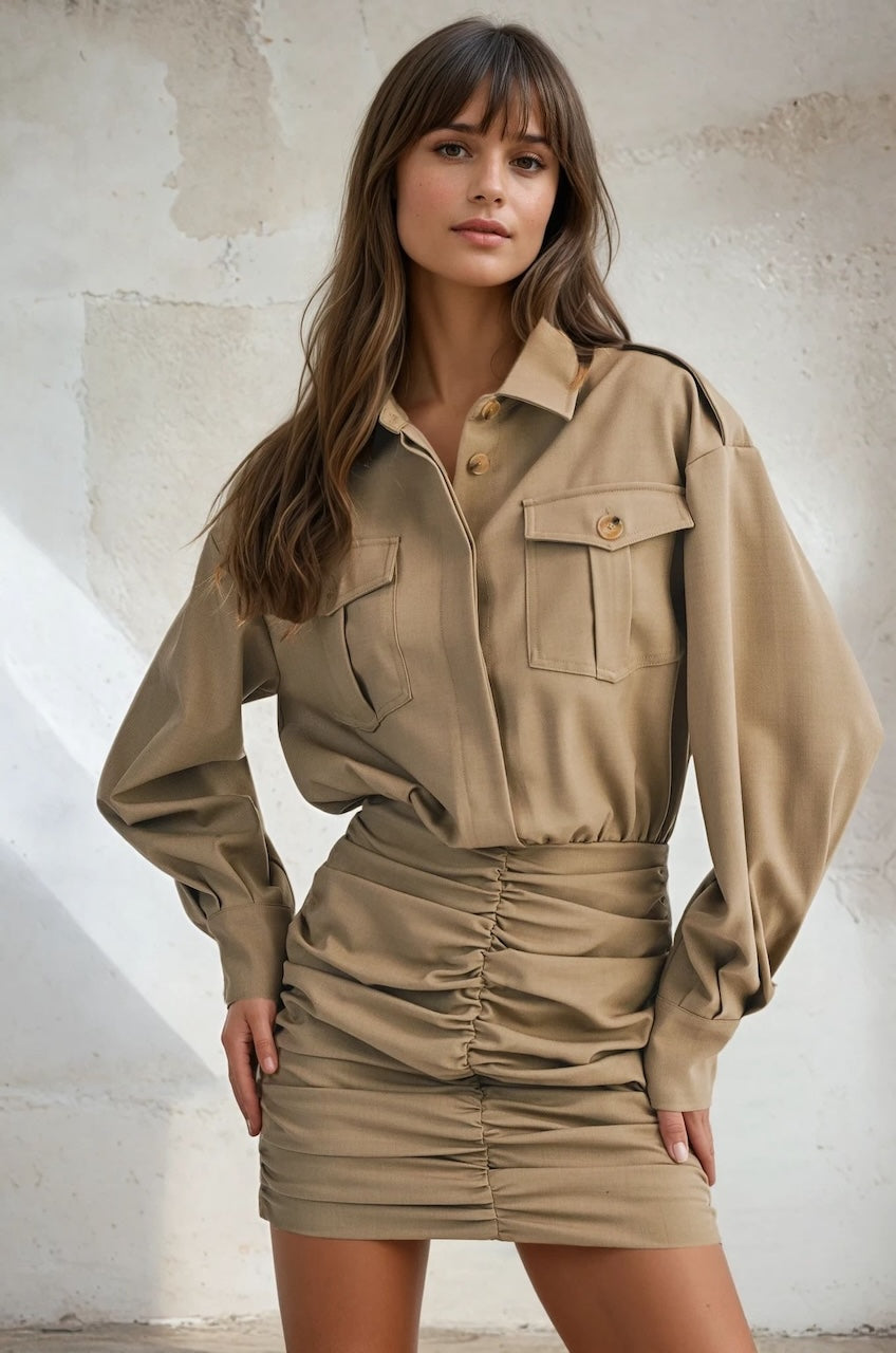 Utility Mini Dress L / Mocha Utility Mini Dress L / Mocha