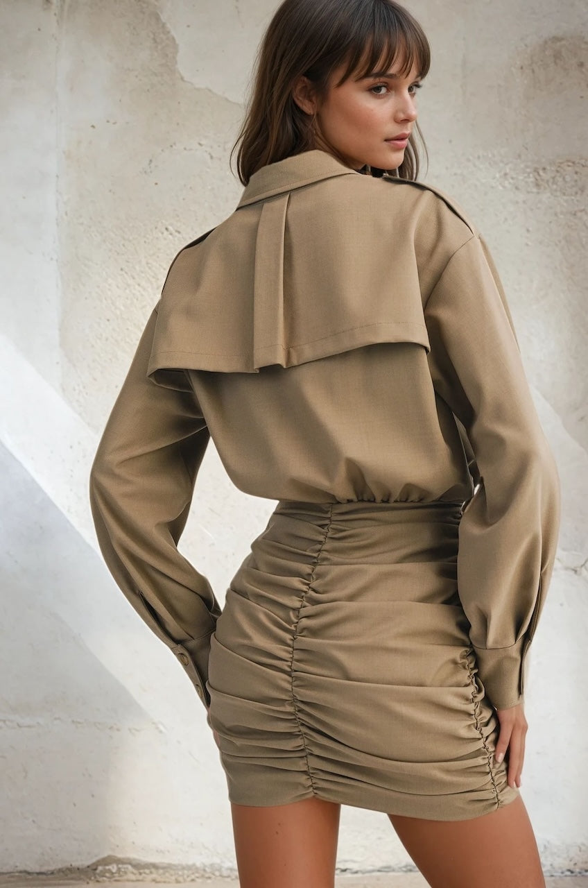 utility short dress Long-Sleeve Utility Mini Shirt Dress