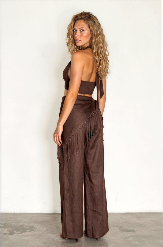 Fringe Scarf Pant Set