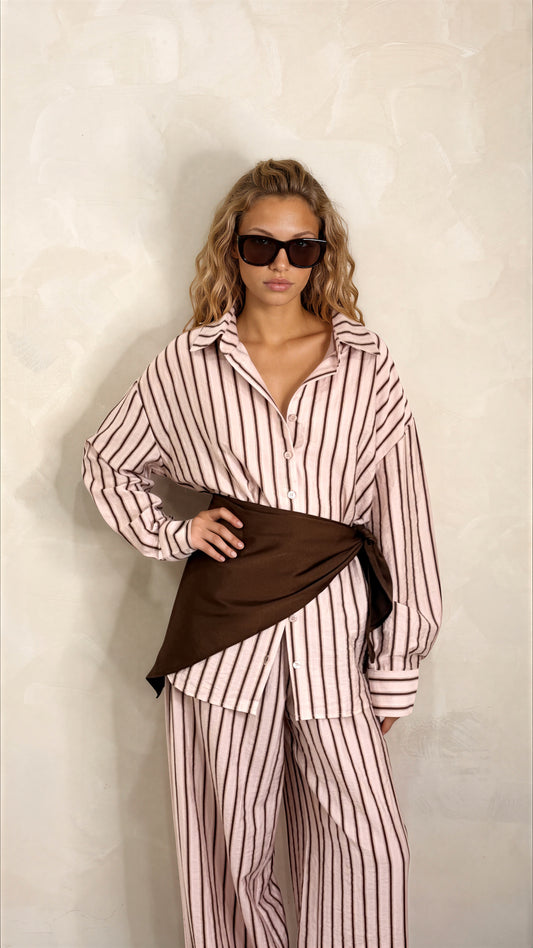 Stripe Pant Set W/Scarf