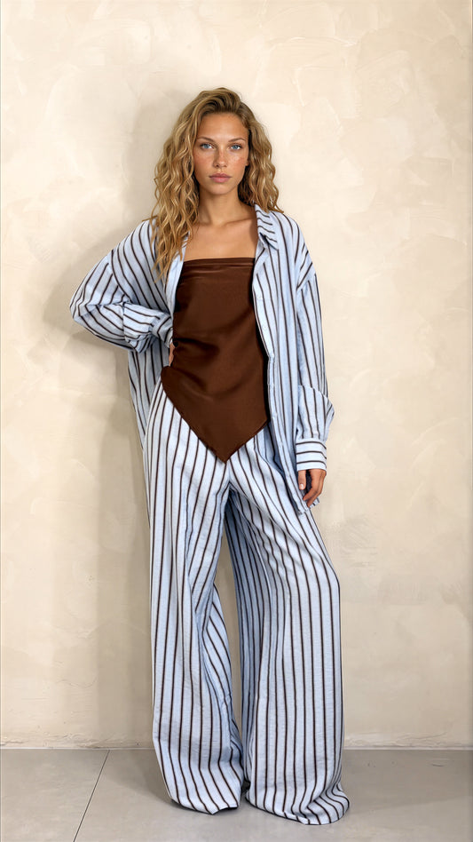 Stripe Pant Set W/Scarf