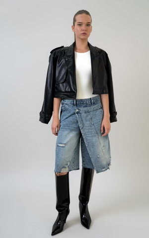 Asym Denim Bermuda