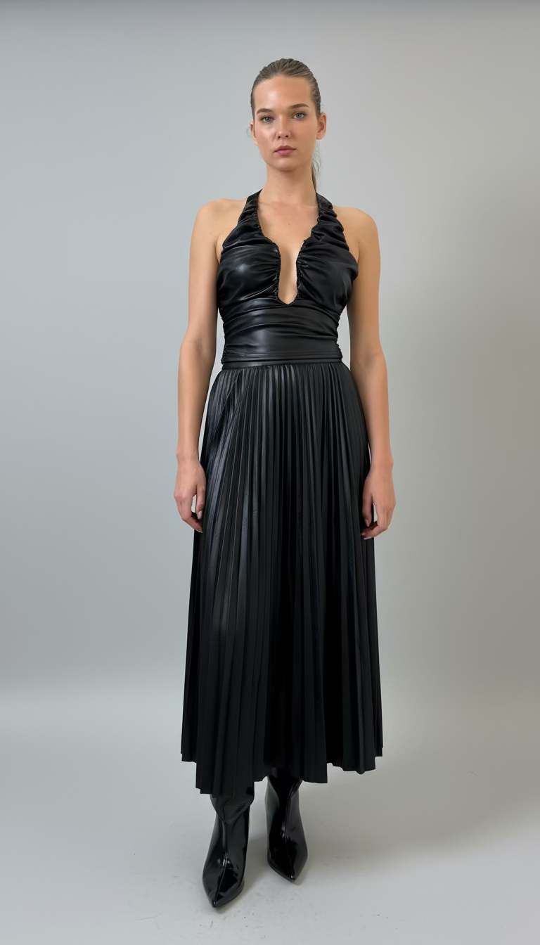 Deep Faux Leather Top