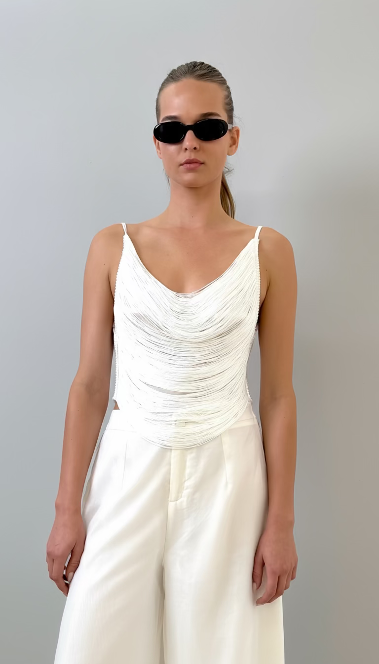 The Fringe Cami W/Drape Back