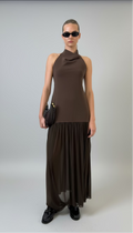 The Halter Maxi W/Mesh Contrast