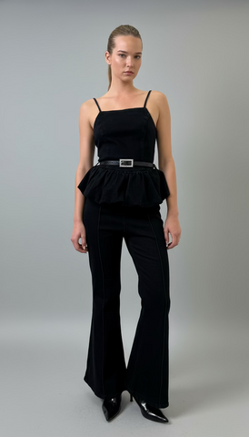 Denim Peplum Jumpsuit