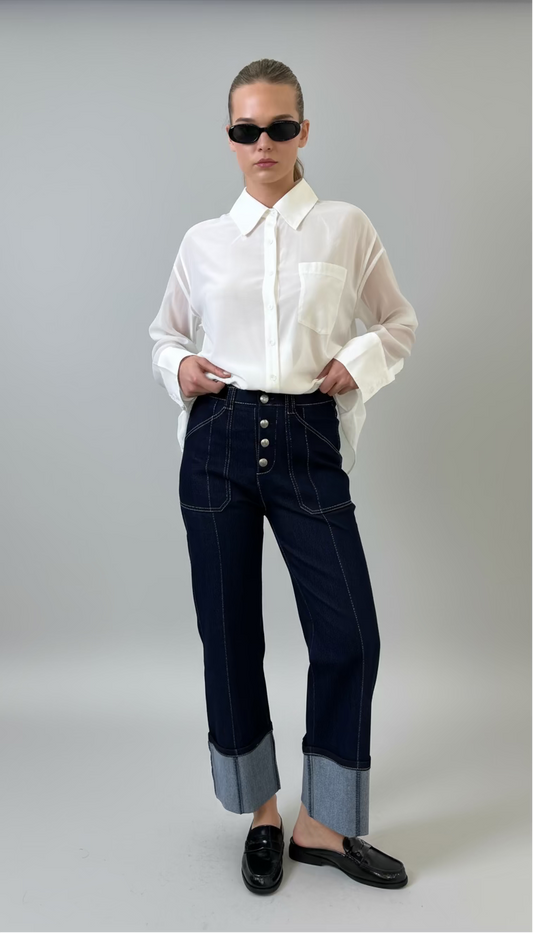 Cuffed Jeans W/Botton