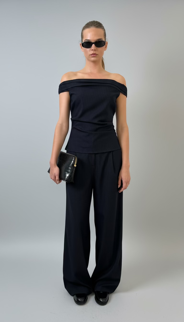 Pinstripe Asym Top