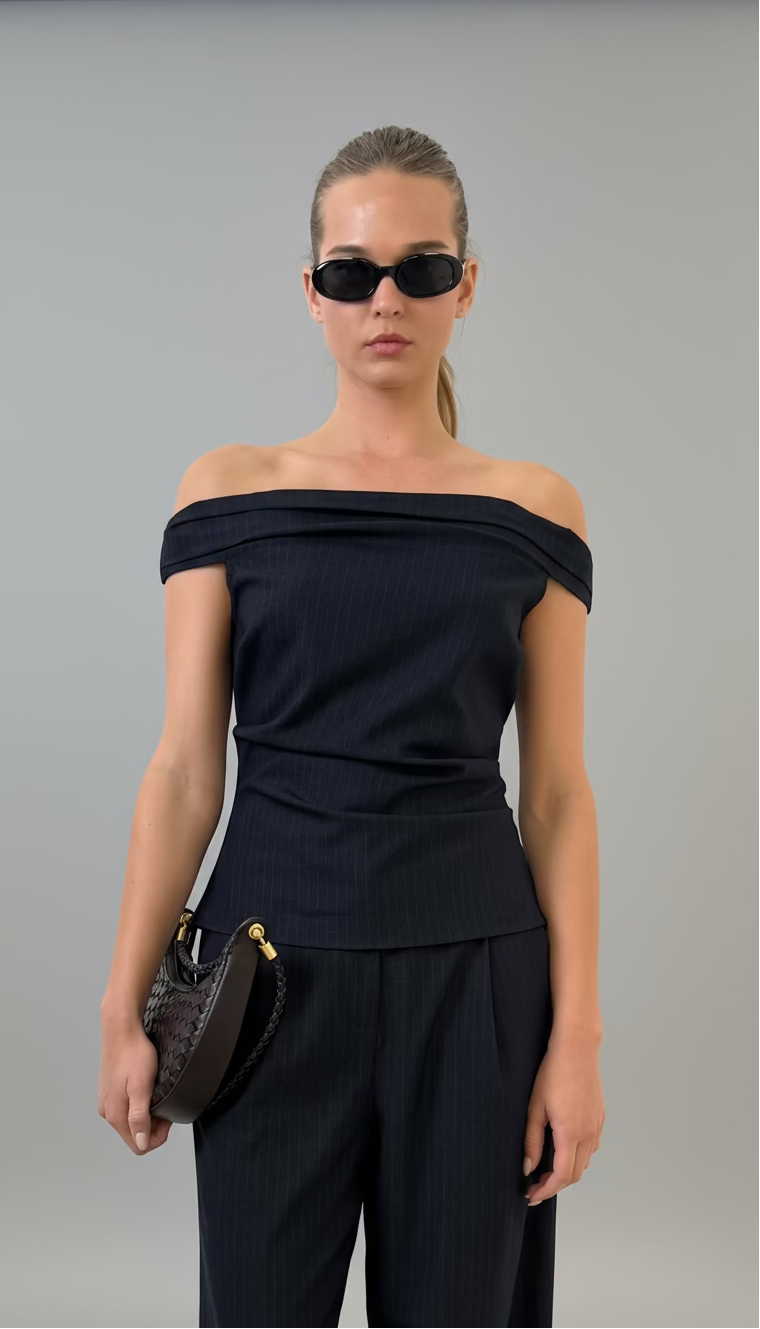 Pinstripe Asym Top
