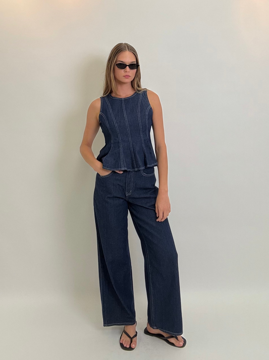 Stitch Denim Peplum